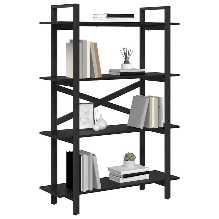 Boekenkast Zwart Eiken 100 x 33,5 x 140 cm Bewerkt hout