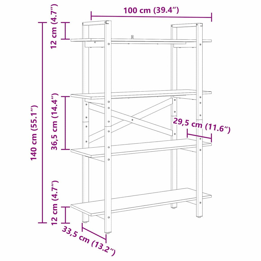 Boekenkast Artisan Eiken 100 x 33,5 x 140 cm Bewerkt hout