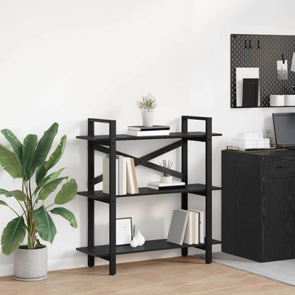 Boekenkast Zwart Eiken 100 x 33,5 x 102 cm Bewerkt hout