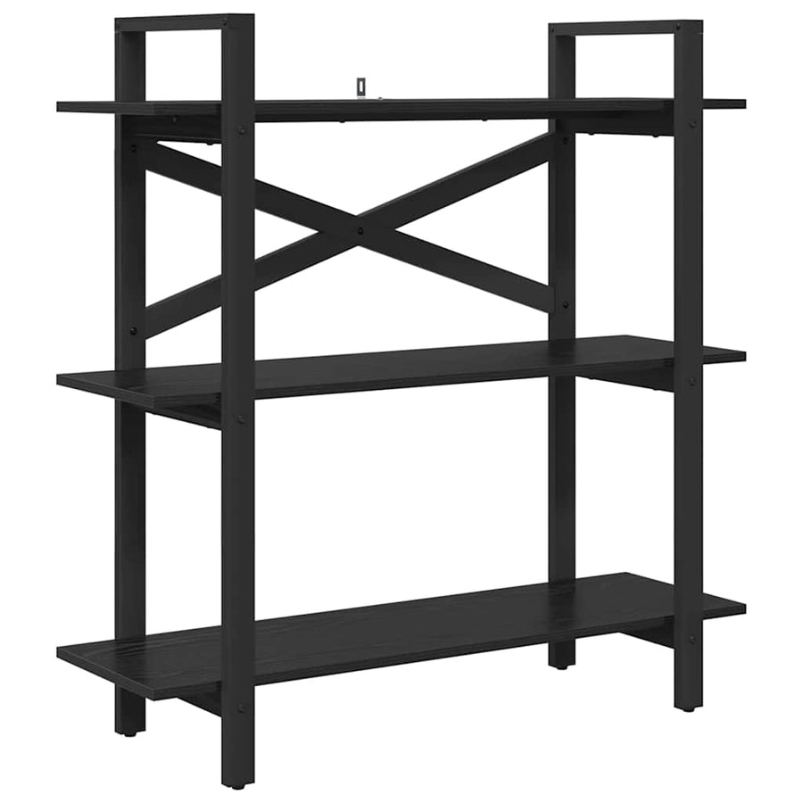 Boekenkast Zwart Eiken 100 x 33,5 x 102 cm Bewerkt hout