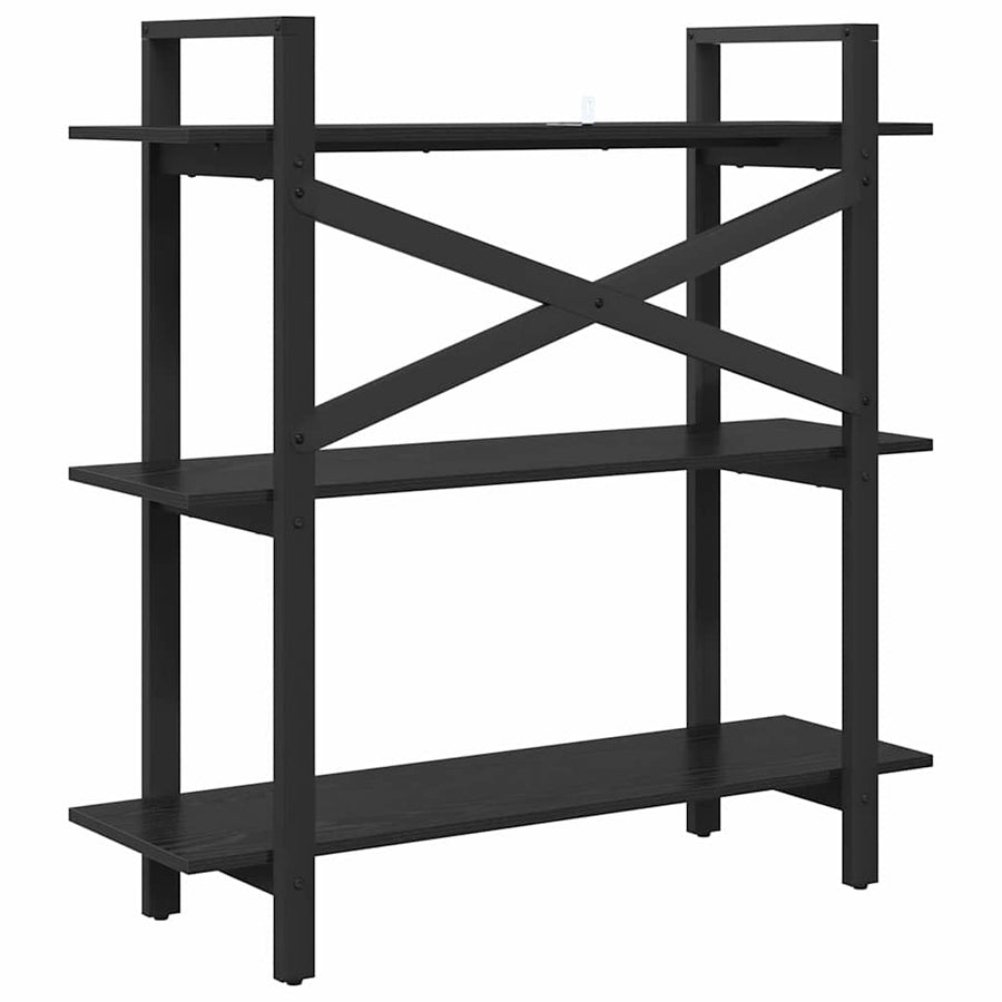 Boekenkast Zwart Eiken 100 x 33,5 x 102 cm Bewerkt hout