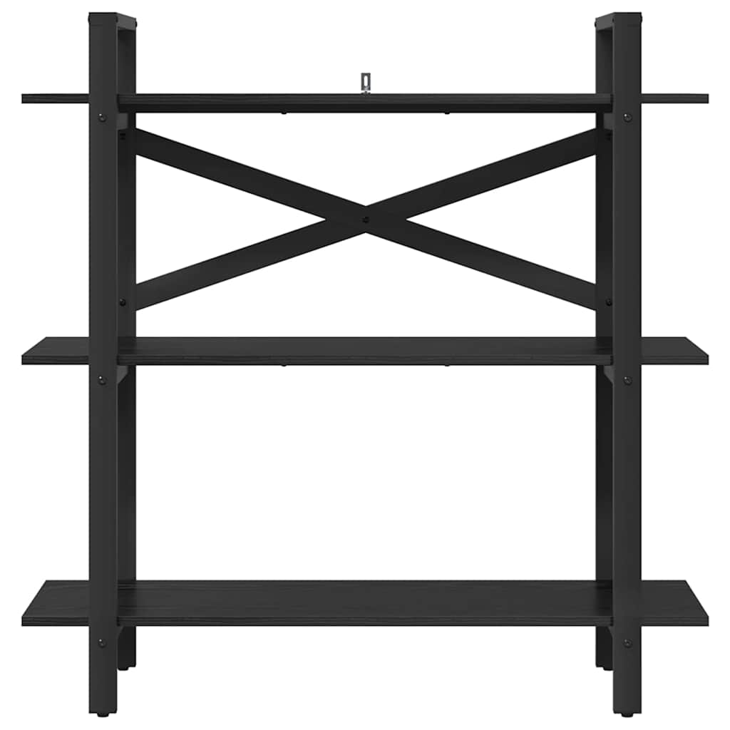 Boekenkast Zwart Eiken 100 x 33,5 x 102 cm Bewerkt hout