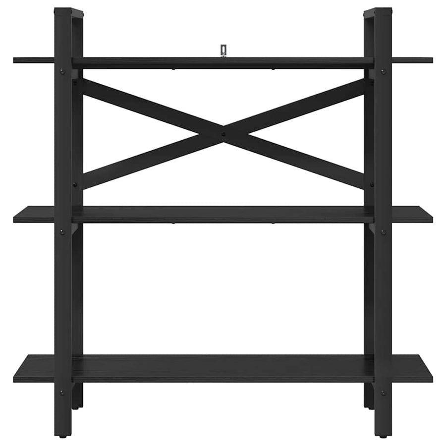 Boekenkast Zwart Eiken 100 x 33,5 x 102 cm Bewerkt hout