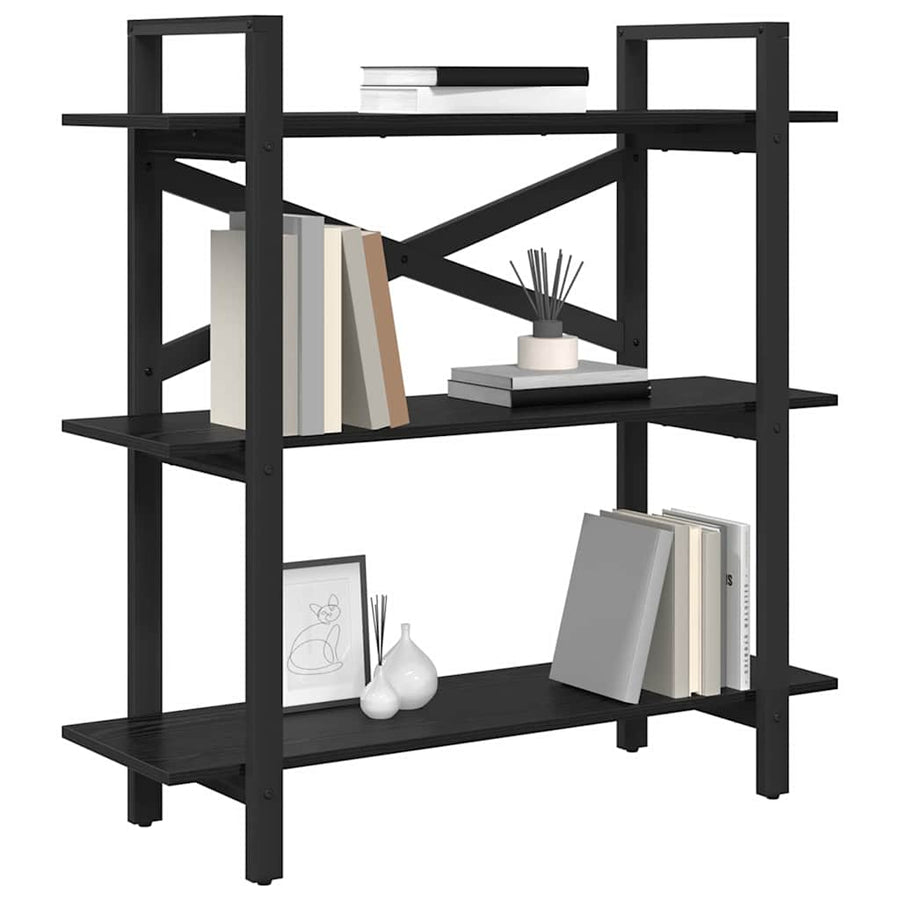 Boekenkast Zwart Eiken 100 x 33,5 x 102 cm Bewerkt hout