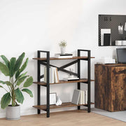 Boekenkast 100x33,5x102 cm bewerkt hout gerookt eiken