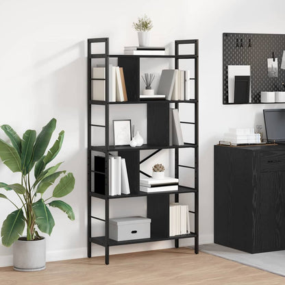 Boekenkast Zwart Eiken 75 x 30 x 156 cm Bewerkt hout