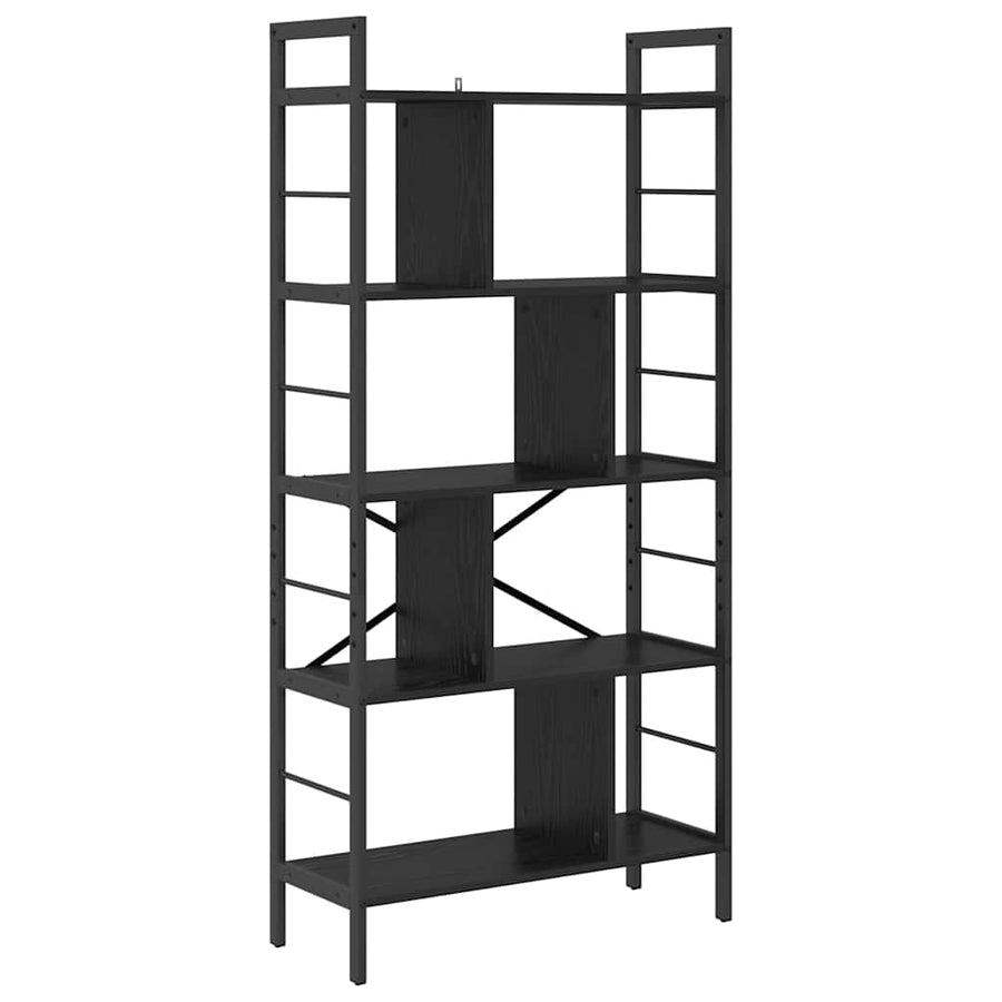 Boekenkast Zwart Eiken 75 x 30 x 156 cm Bewerkt hout