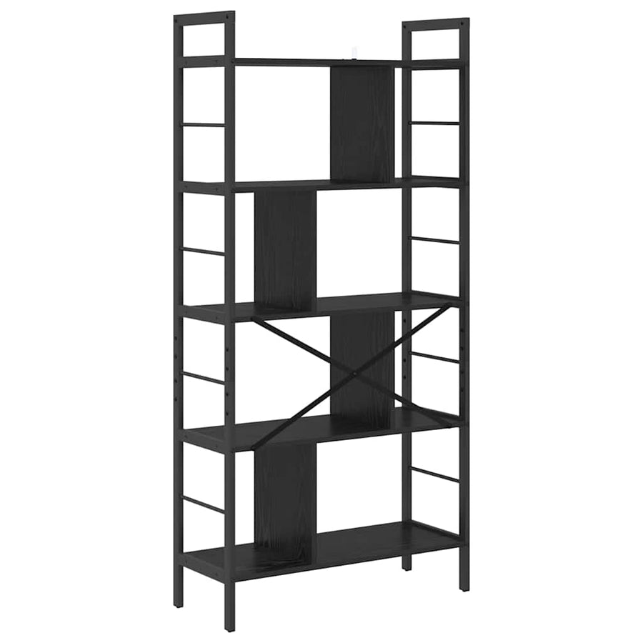 Boekenkast Zwart Eiken 75 x 30 x 156 cm Bewerkt hout