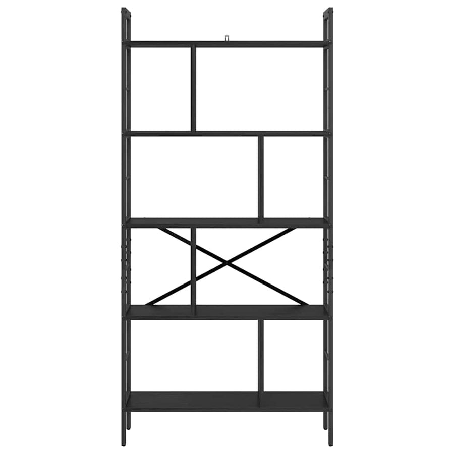 Boekenkast Zwart Eiken 75 x 30 x 156 cm Bewerkt hout