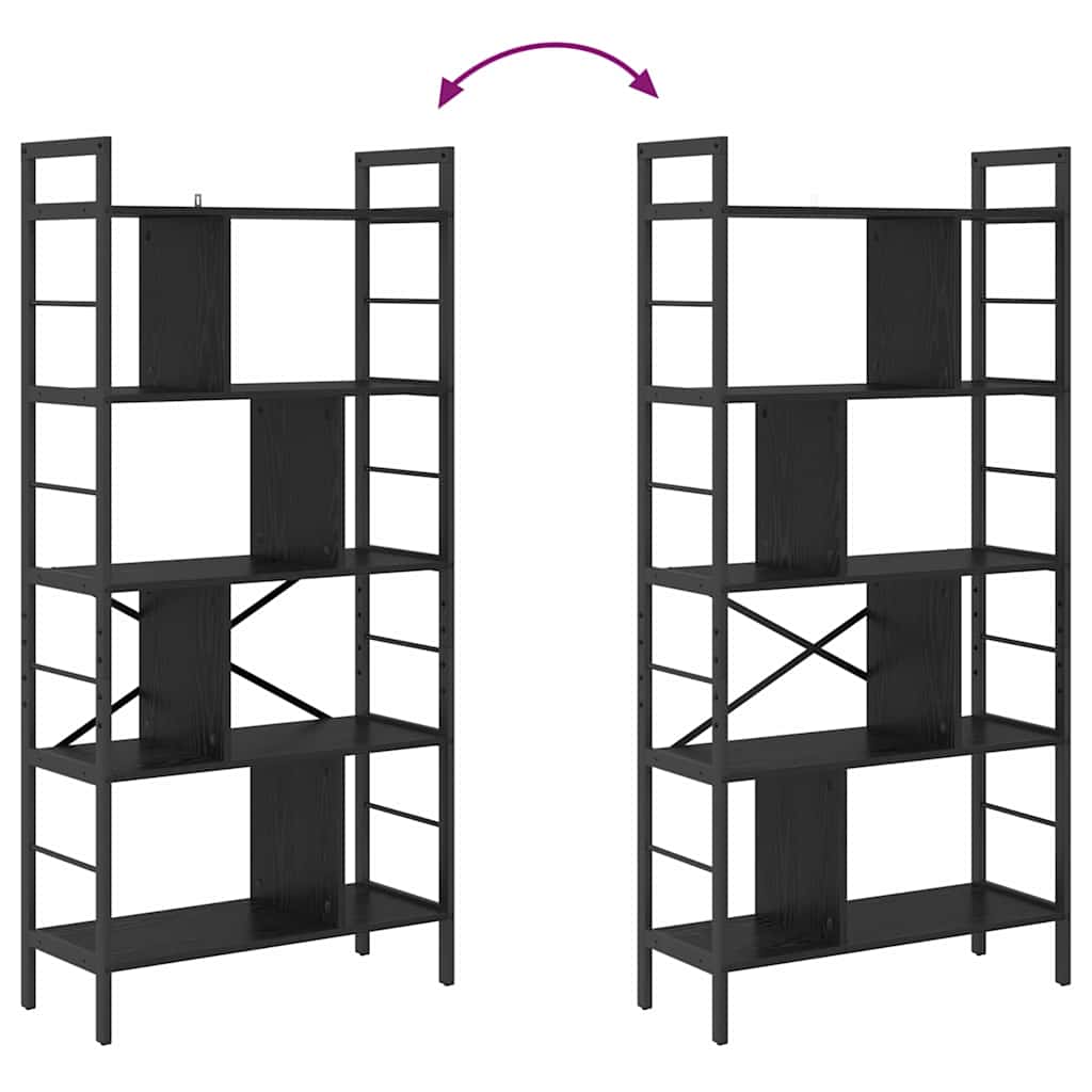 Boekenkast Zwart Eiken 75 x 30 x 156 cm Bewerkt hout