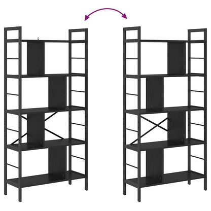 Boekenkast Zwart Eiken 75 x 30 x 156 cm Bewerkt hout