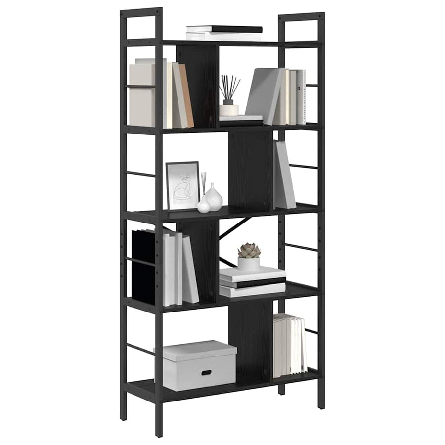 Boekenkast Zwart Eiken 75 x 30 x 156 cm Bewerkt hout