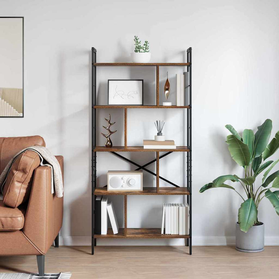 Boekenkast Gerookt eiken 75 x 30 x 156 cm Bewerkt hout
