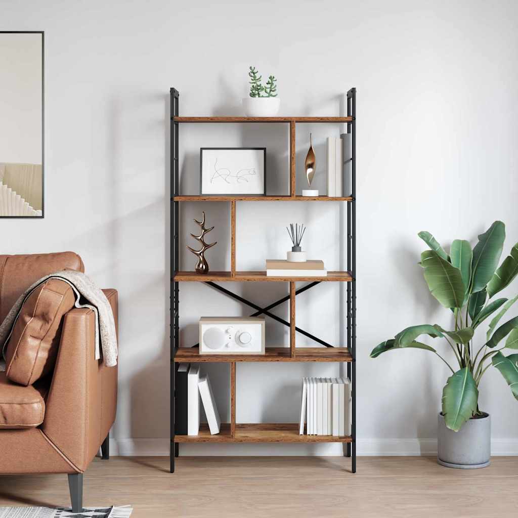 Boekenkast Oud Hout 75 x 30 x 156 cm Bewerkt hout