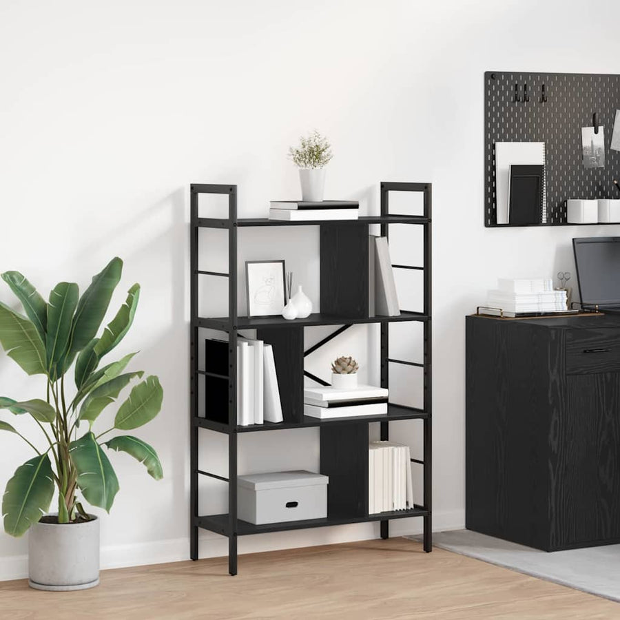 Boekenkast Zwart Eiken 75 x 30 x 123,5 cm Bewerkt hout