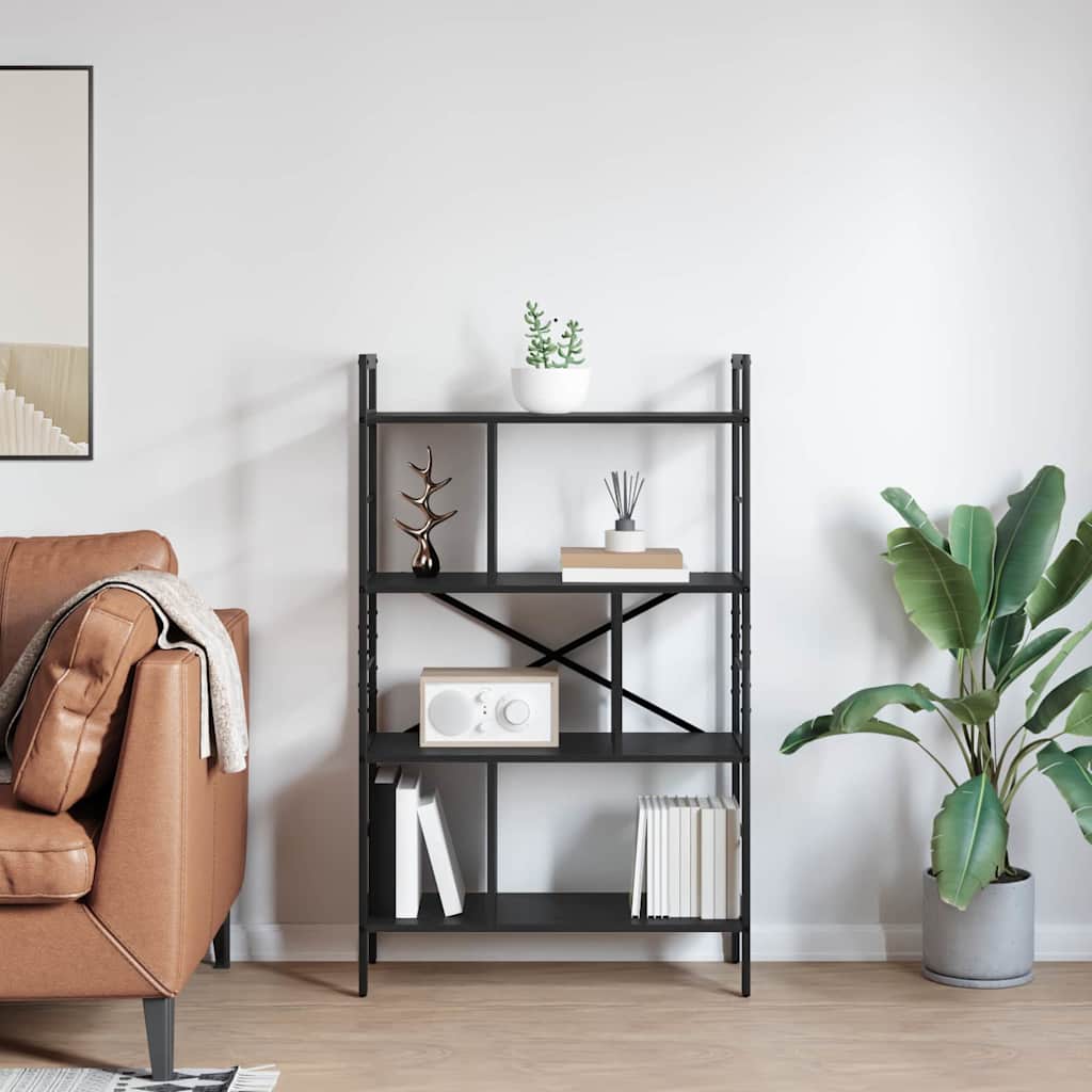 Boekenkast Zwart Eiken 75 x 30 x 123,5 cm Bewerkt hout