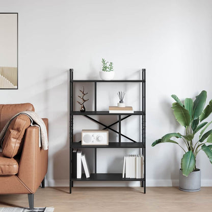 Boekenkast Zwart Eiken 75 x 30 x 123,5 cm Bewerkt hout