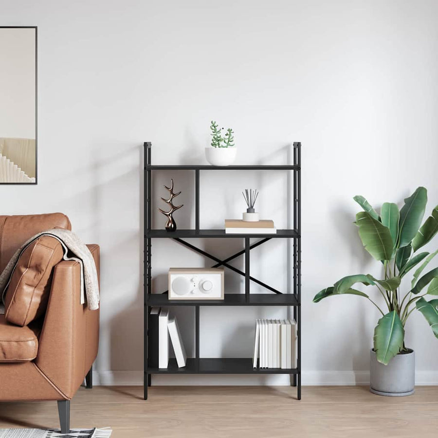 Boekenkast Zwart Eiken 75 x 30 x 123,5 cm Bewerkt hout