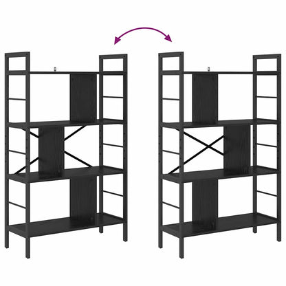 Boekenkast Zwart Eiken 75 x 30 x 123,5 cm Bewerkt hout