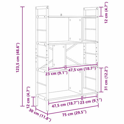 Boekenkast Gerookt eiken 75 x 30 x 123,5 cm Bewerkt hout
