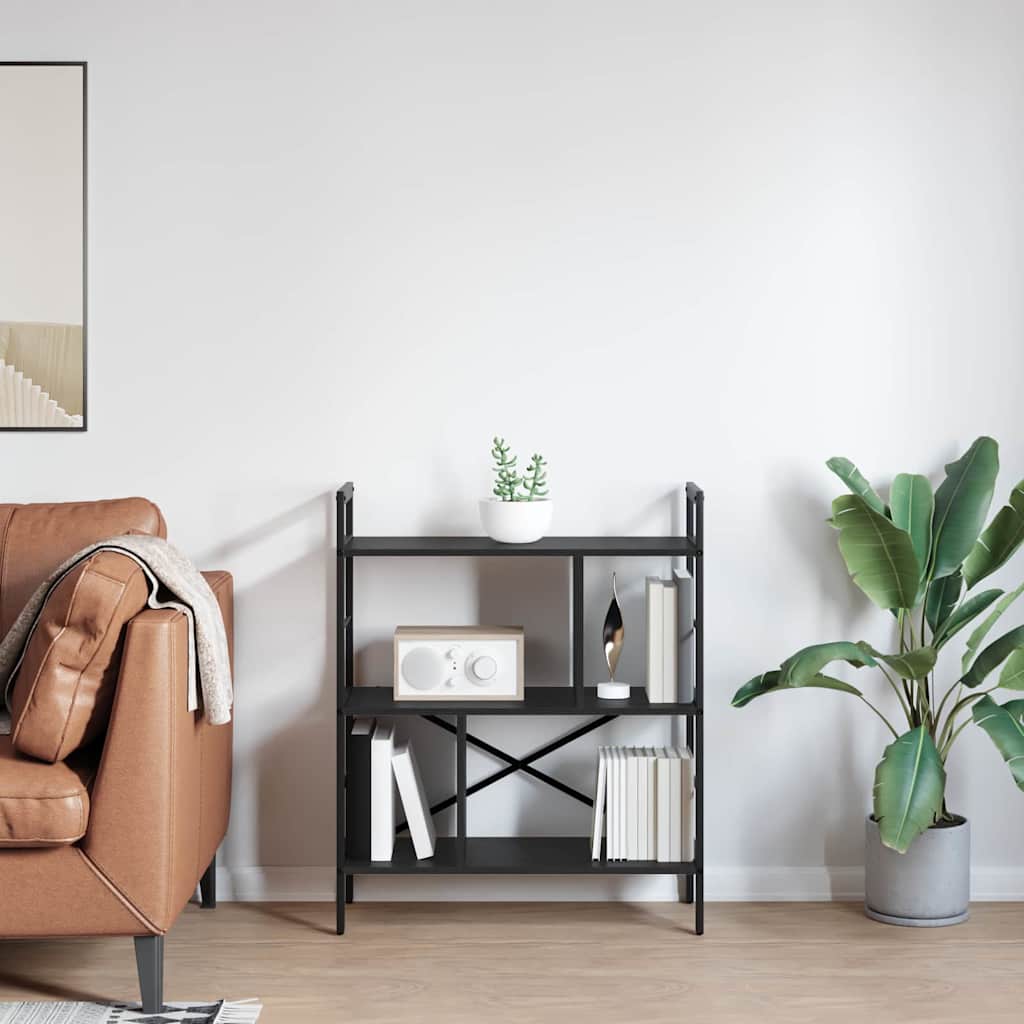 Boekenkast Zwart Eiken 75 x 30 x 91 cm Bewerkt hout