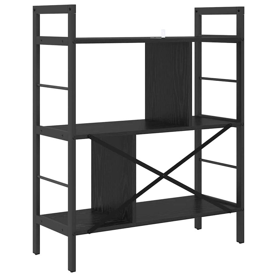 Boekenkast Zwart Eiken 75 x 30 x 91 cm Bewerkt hout