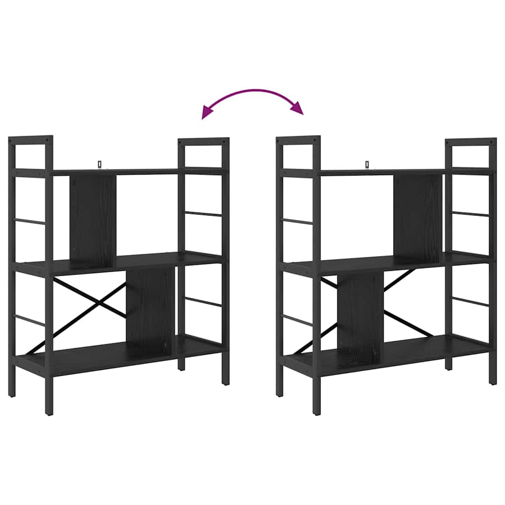 Boekenkast Zwart Eiken 75 x 30 x 91 cm Bewerkt hout