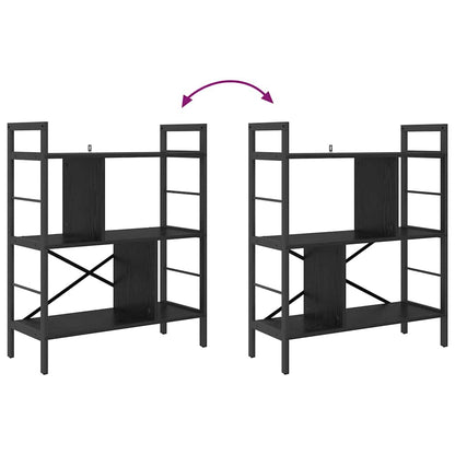 Boekenkast Zwart Eiken 75 x 30 x 91 cm Bewerkt hout