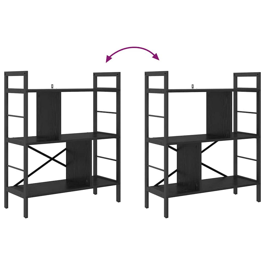 Boekenkast Zwart Eiken 75 x 30 x 91 cm Bewerkt hout