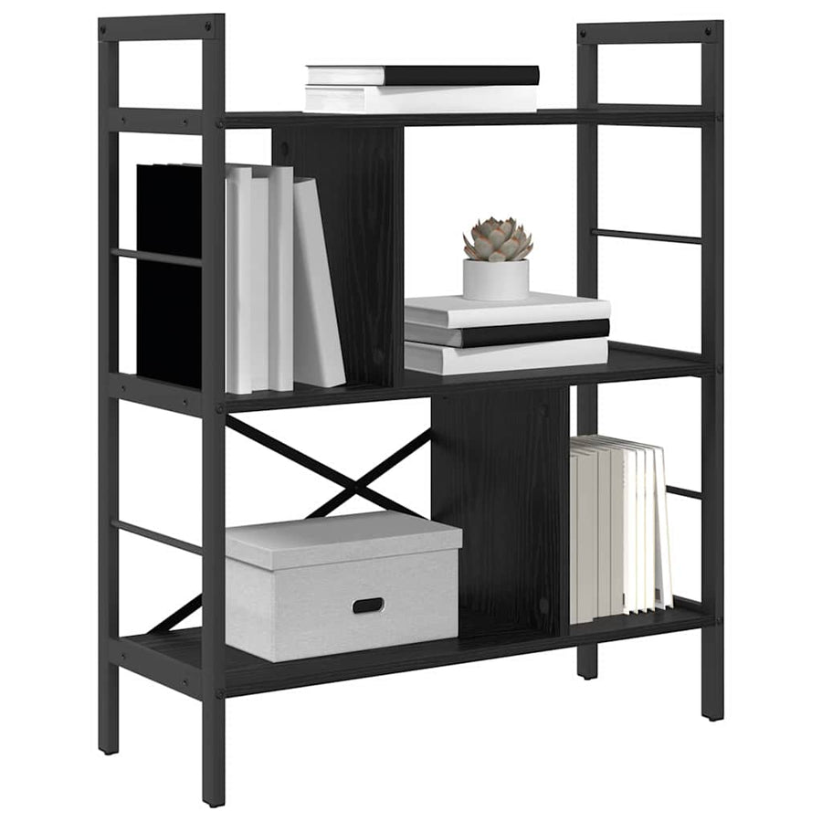 Boekenkast Zwart Eiken 75 x 30 x 91 cm Bewerkt hout