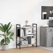 Boekenkast 75x30x91 cm grijs bewerkt hout staal