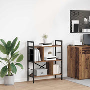 Boekenkast 75x30x91 cm oud hout bewerkt hout staal