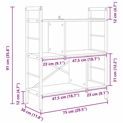Boekenkast Oud Hout 75 x 30 x 91 cm Bewerkt hout