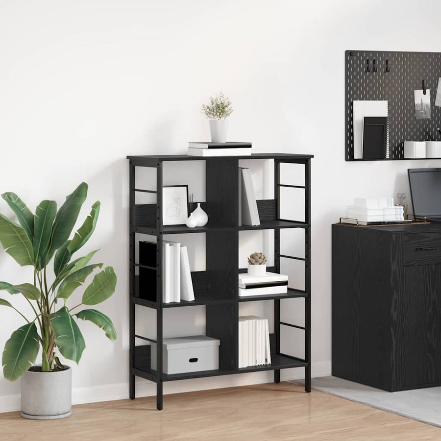 Boekenkast Zwart Eiken 82 x 32 x 112 cm Bewerkt hout