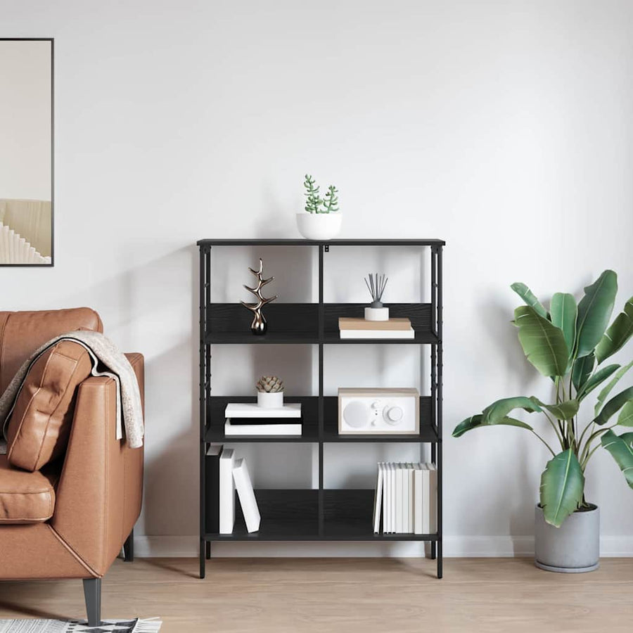 Boekenkast Zwart Eiken 82 x 32 x 112 cm Bewerkt hout