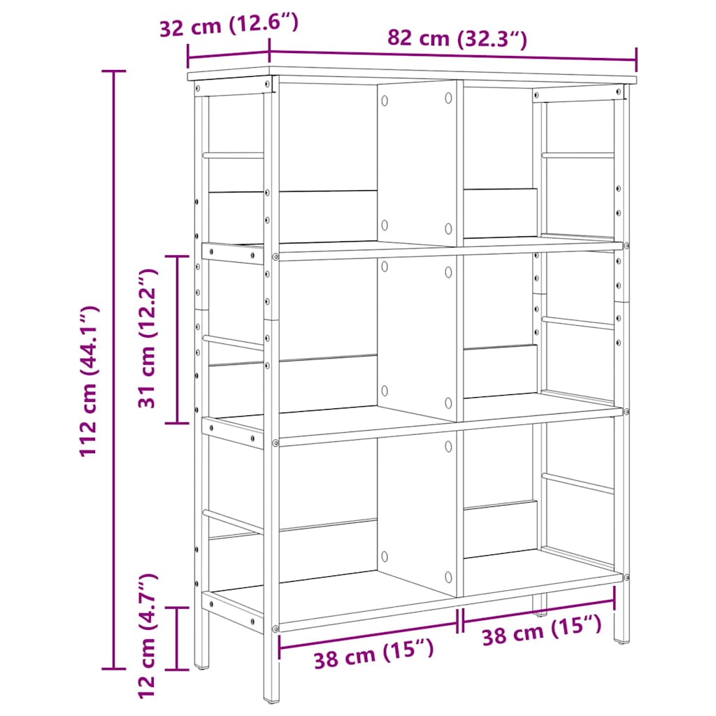 Boekenkast Grijs Sonoma 82 x 32 x 112 cm Bewerkt hout
