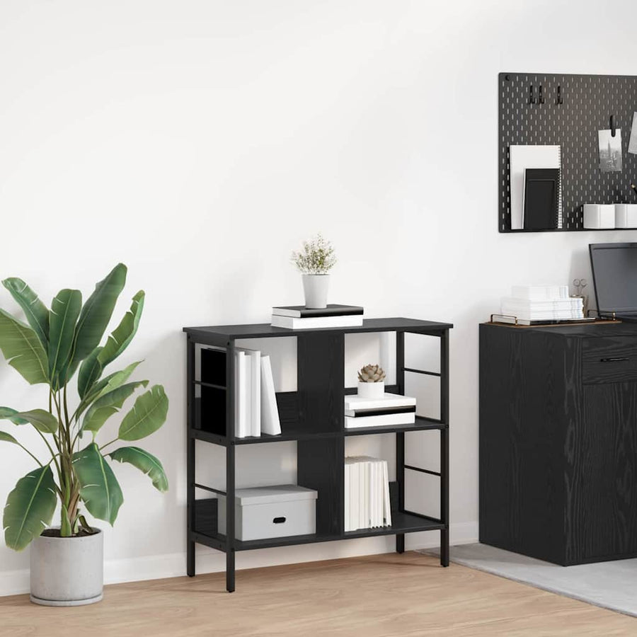 Boekenkast Zwart Eiken 82 x 32 x 79 cm Bewerkt hout