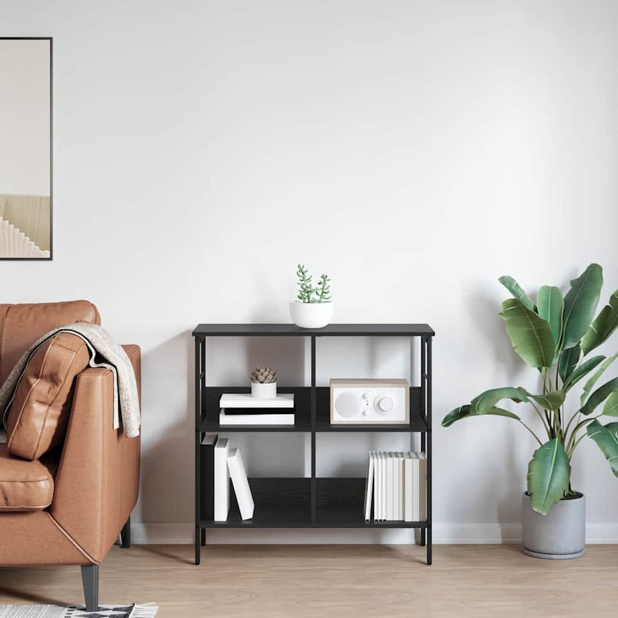 Boekenkast Zwart Eiken 82 x 32 x 79 cm Bewerkt hout