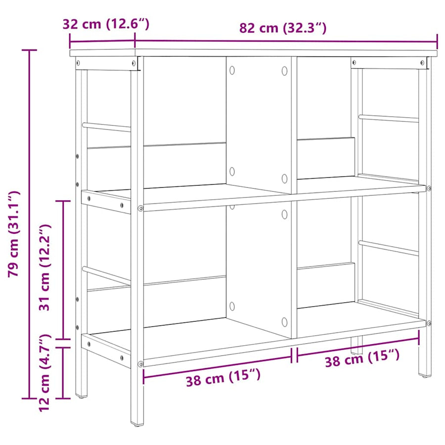 Boekenkast Oud Hout 82 x 32 x 79 cm Bewerkt hout