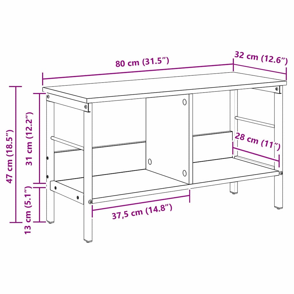 Boekenkast Gerookt eiken 82 x 32 x 47 cm Bewerkt hout