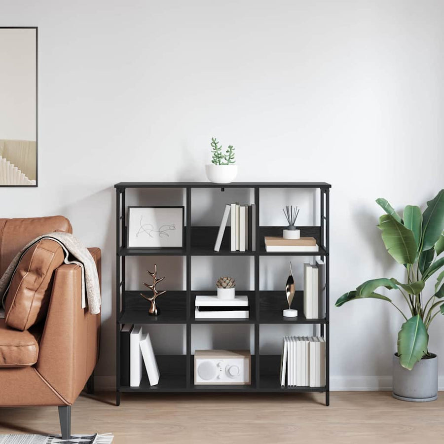 Boekenkast Zwart Eiken 102 x 32 x 104,5 cm Bewerkt hout