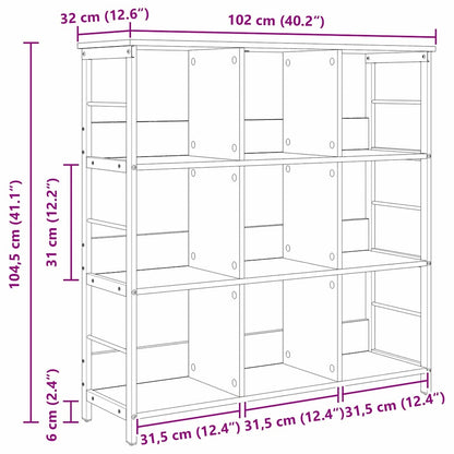 Boekenkast Gerookt eiken 102 x 32 x 104,5 cm Bewerkt hout
