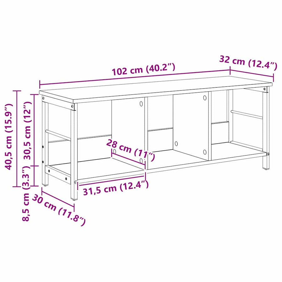 Boekenkast Zwart Eiken 102 x 32 x 40,5 cm Bewerkt hout