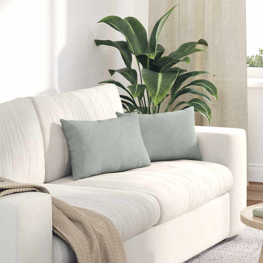 Sofa Kussens 2 pcs Lichtgrijs 50 x 30 cm Katoen Stof