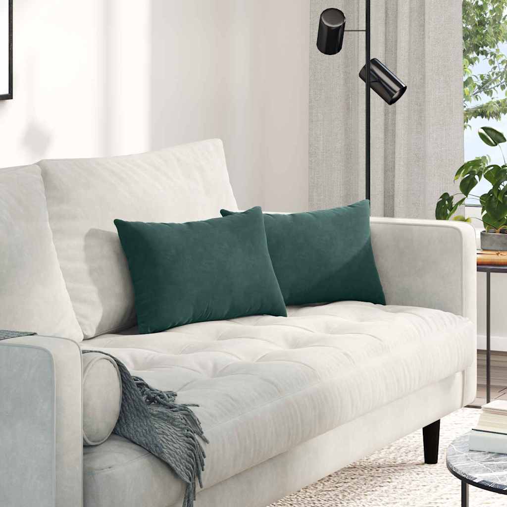 Sofa Kussens 2 pcs Donkergroen 50 x 30 cm Katoen Stof