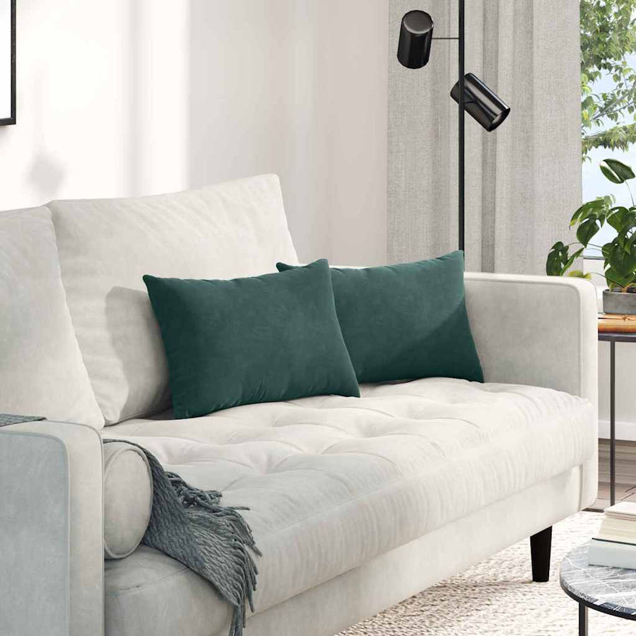 Sofa Kussens 2 pcs Donkergroen 50 x 30 cm Katoen Stof