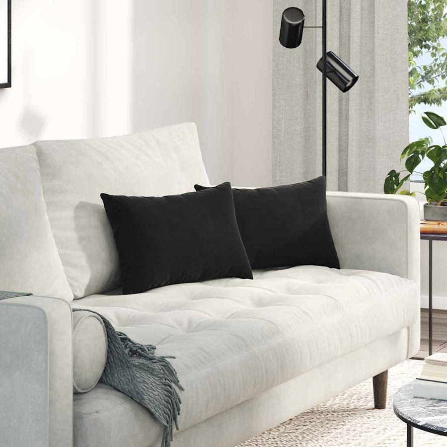 Sofa Kussens 2 pcs Zwart 50 x 30 cm Katoen Stof