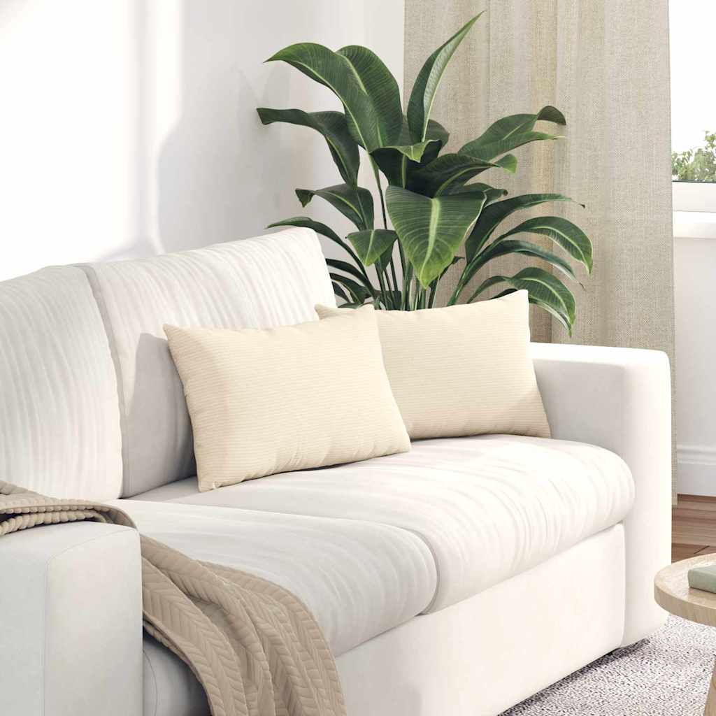 Sofa Kussens 2 pcs Crème 50 x 30 cm Katoen Stof