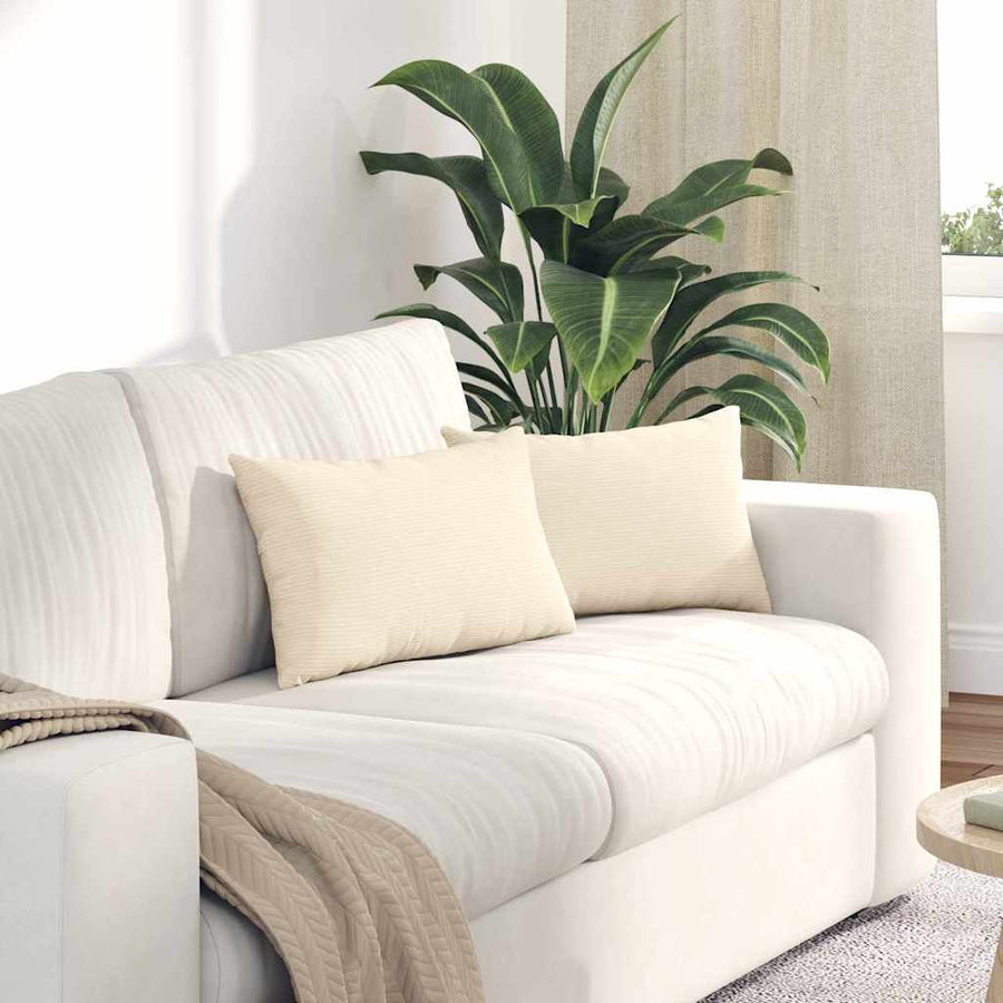 Sofa Kussens 2 pcs Crème 50 x 30 cm Katoen Stof