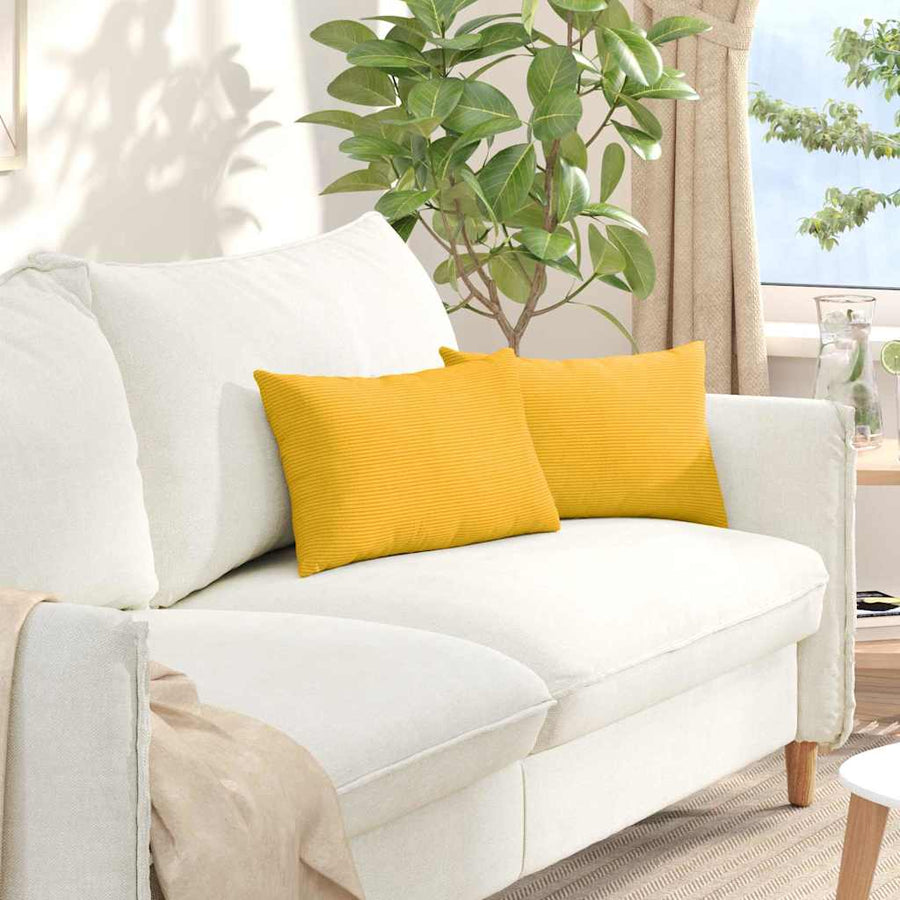 Sofa Kussens 2 pcs Lichtgeel 50 x 30 cm Katoen Stof